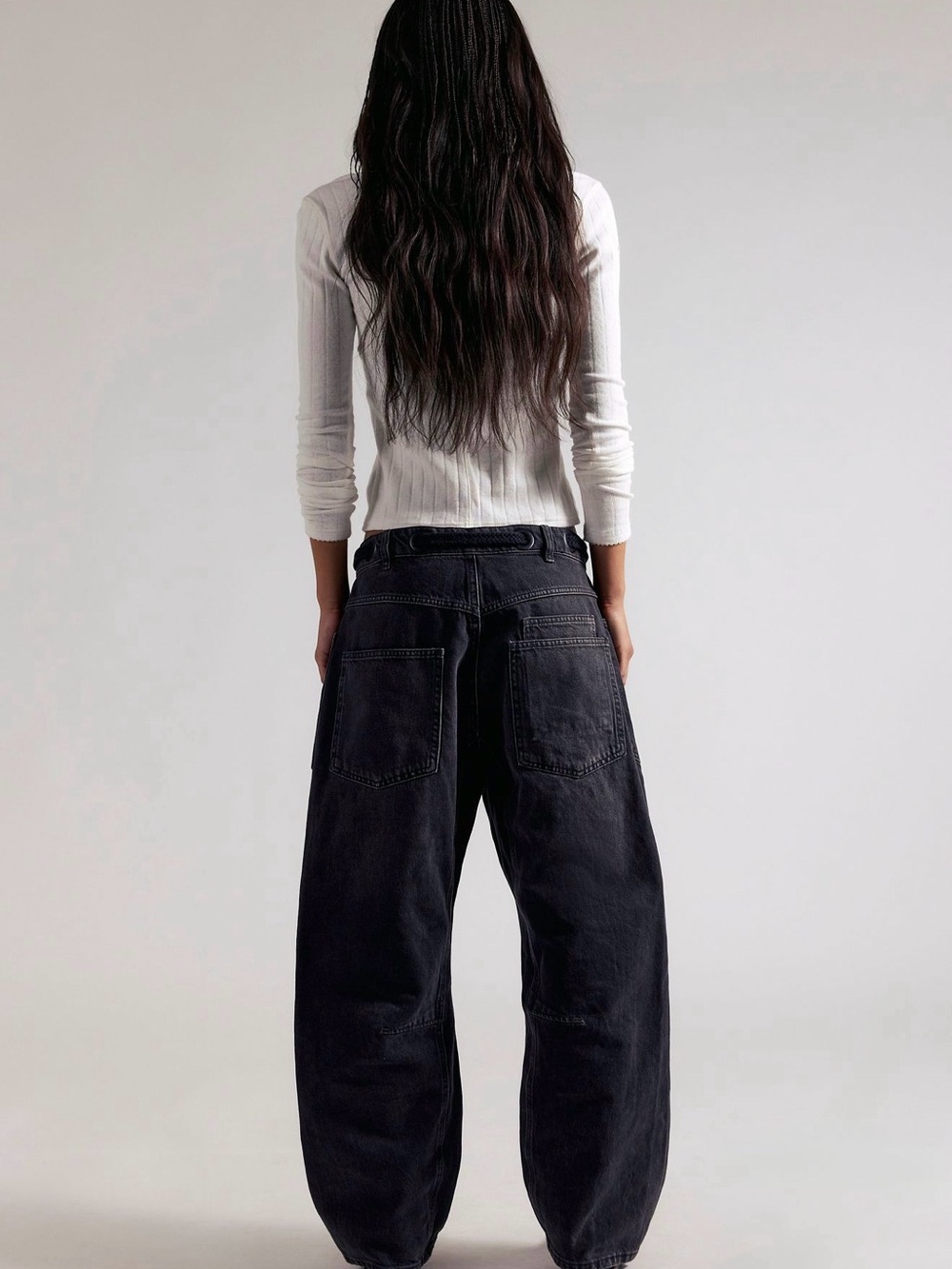 NWOT Free People We The Free Moxie Pull On Denim Barrel Night Hawk Black Size 31 - Picture 4 of 7